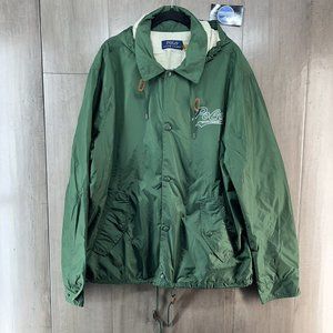 Polo Ralph Lauren Hood Fleece Lined Coach Windbreaker Jacket Green Men's Large